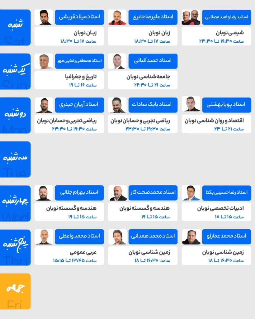 زمان برگزاری کلاس های نوبان کلاسینو 2