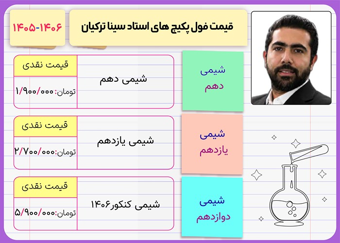 سینا ترکیان 1 قیمت فول پکیج کلاس های سینا ترکیان ۱۴۰۶