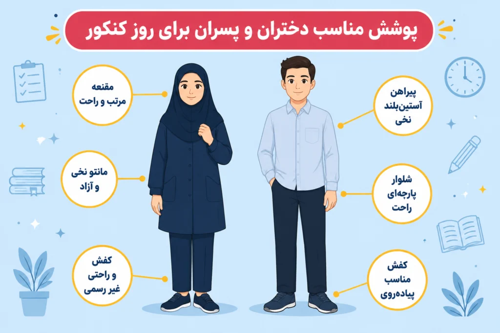 سر جلسه کنکور چه لباسی بپوشیم؟ 1 پوشش مناسب دختران و پسران برای روز کنکور